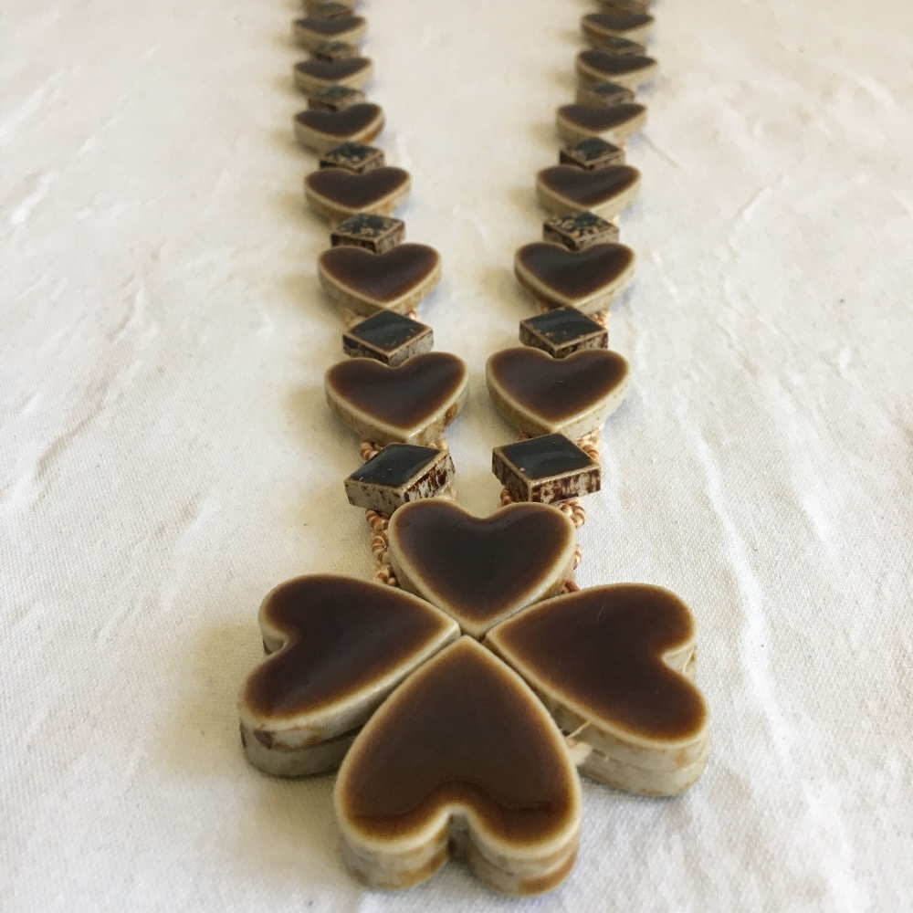 Vintage 1970's Ceramic Heart Necklace